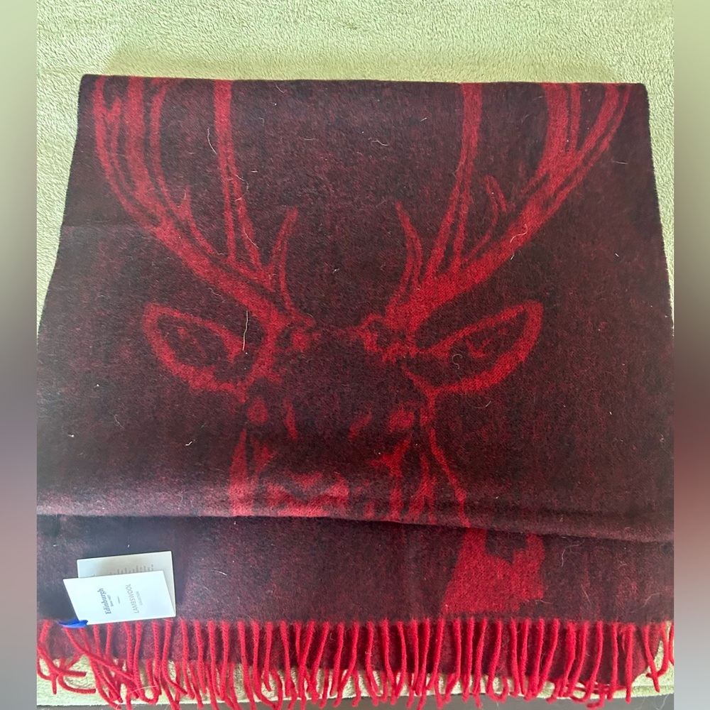 Edinburgh Lambswool Stag Stole Cardinal Scarf
